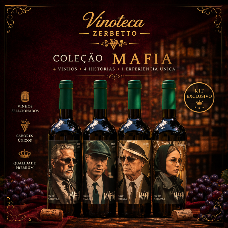 KIT EXCLUSIVO VINOTECA ZERBETTO – Mafia Syrah, Mafia Merlot, Mafia Cab